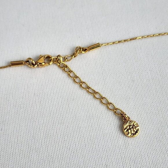 FAC Gold Tone Chain Clear Rhinestone Dainty Necklace - Picture 5 of 8